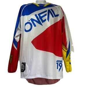 O'Neal HW Race Flow Motocross Jersey Long Sleeve Size L Red Blue Yellow